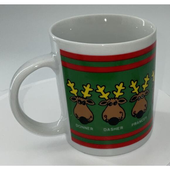 Vintage Christmas Reindeer Mug ~ All 9 Reindeer Names Rudolph Dasher Dancer… - Picture 1 of 6